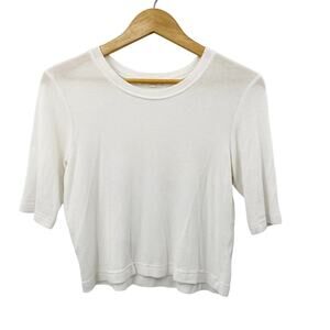 Goldie White Ribbed Crew Tee
